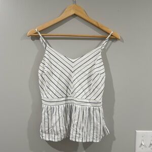 White and blue linen top